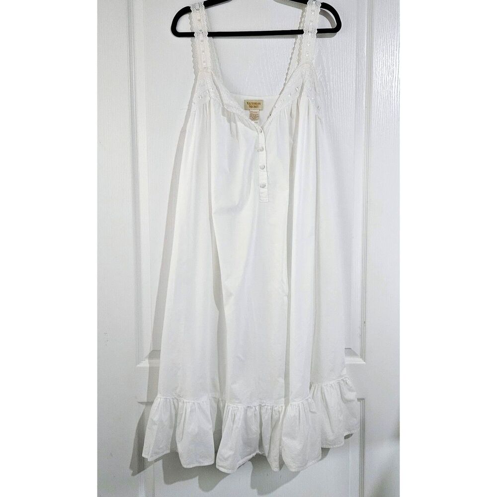 VTG Gold Label Victoria Secret White Cotton Nightgown Sz S